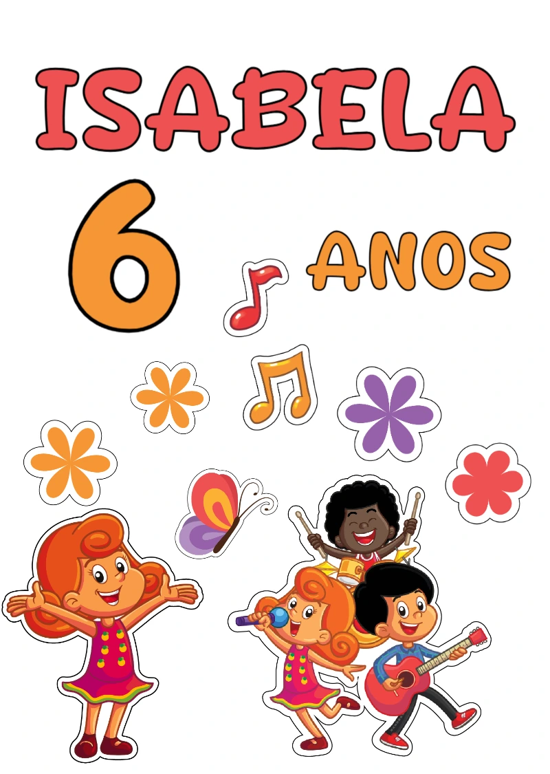 Topo de Bolo 3 Palavrinhas com Personagens para Editar e Imprimir