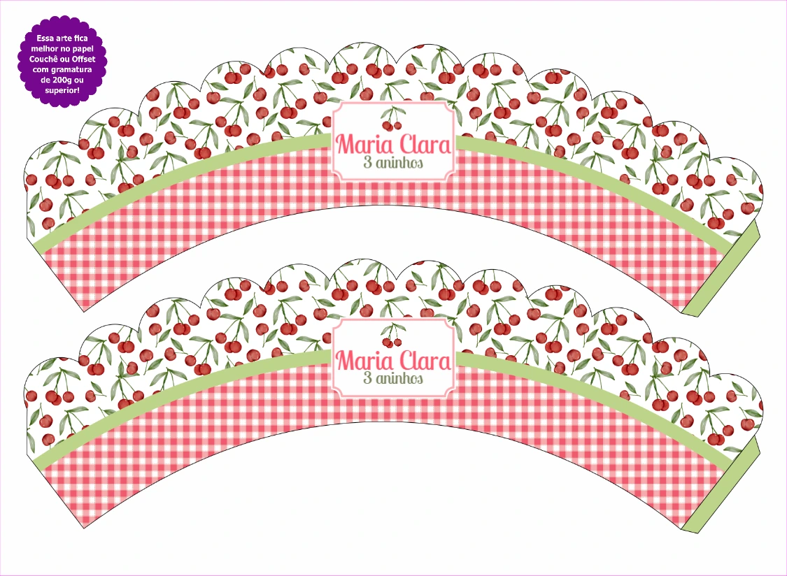 Saia de Cupcake Festa Cerejinha para Editar Online
