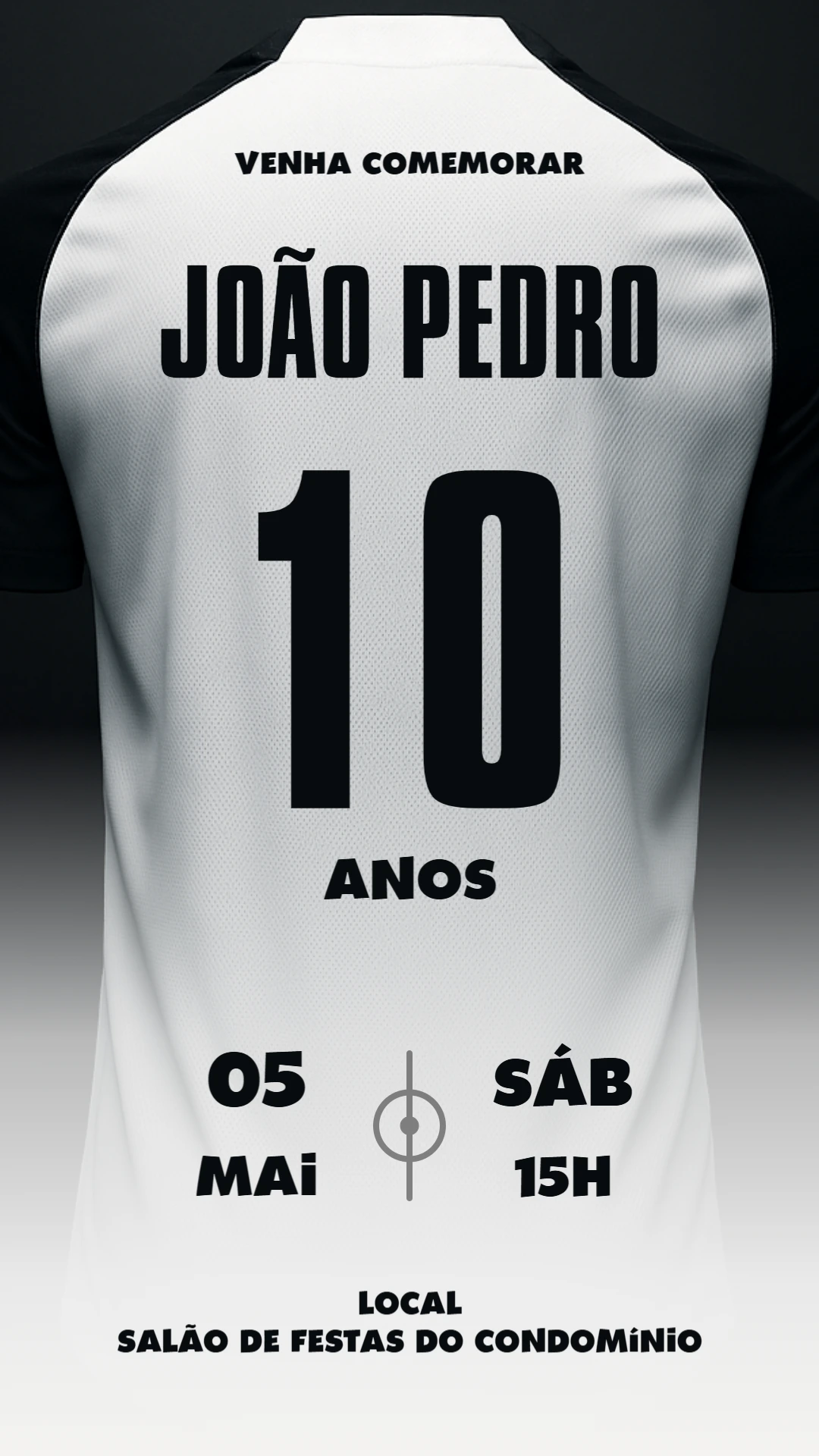 Convite Aniversário Futebol Camisa de Time para Editar Online
