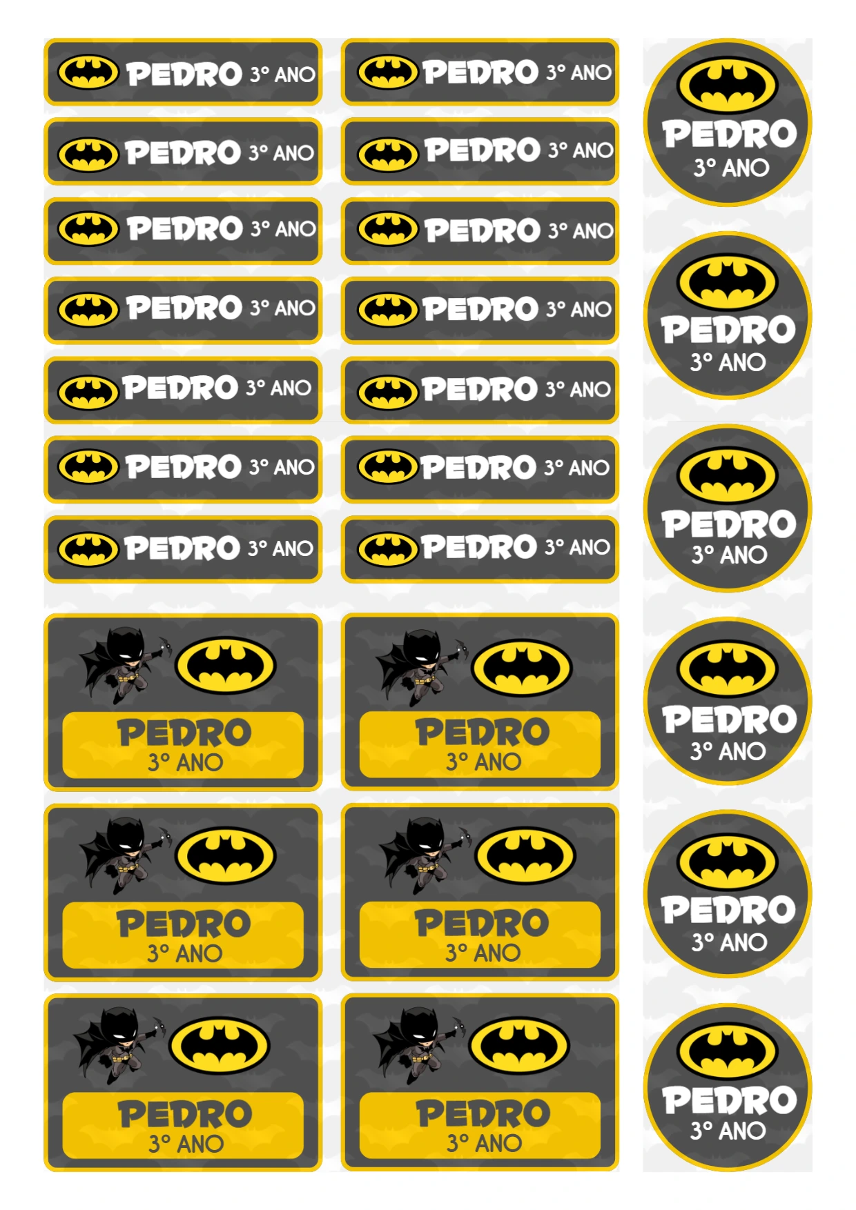 Etiquetas Escolares Batman Editáveis para Imprimir