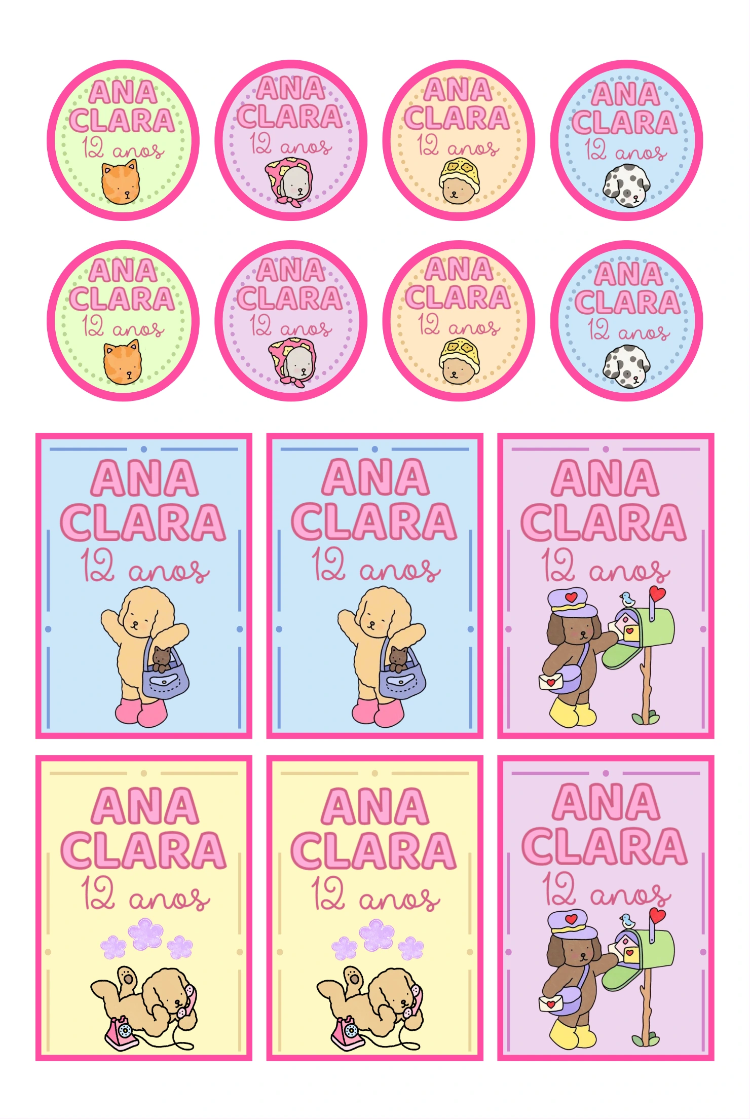 Adesivos e Tags Aniversário Estilo Bobbie Goods para Editar