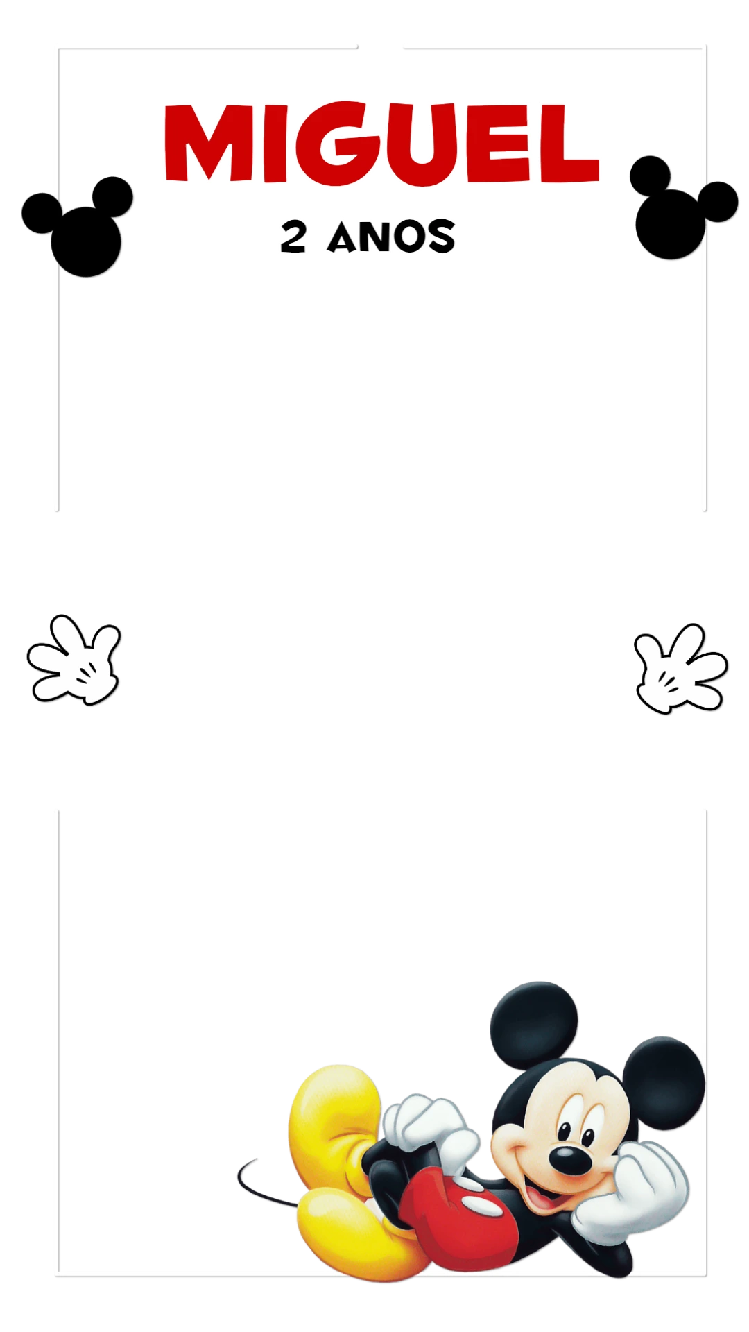 Moldura para Stories Aniversário Mickey Mouse para Editar Online