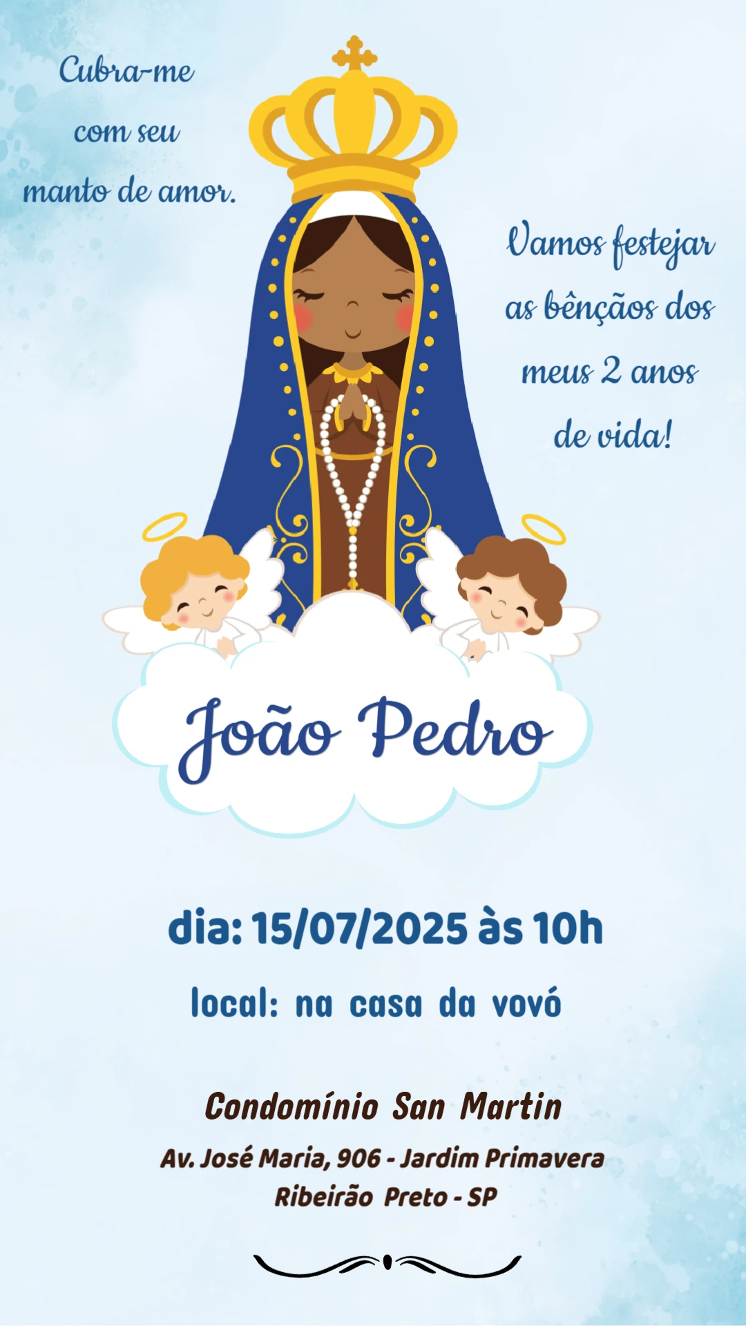 Convite Aniversário Nossa Senhora Aparecida para Editar Online