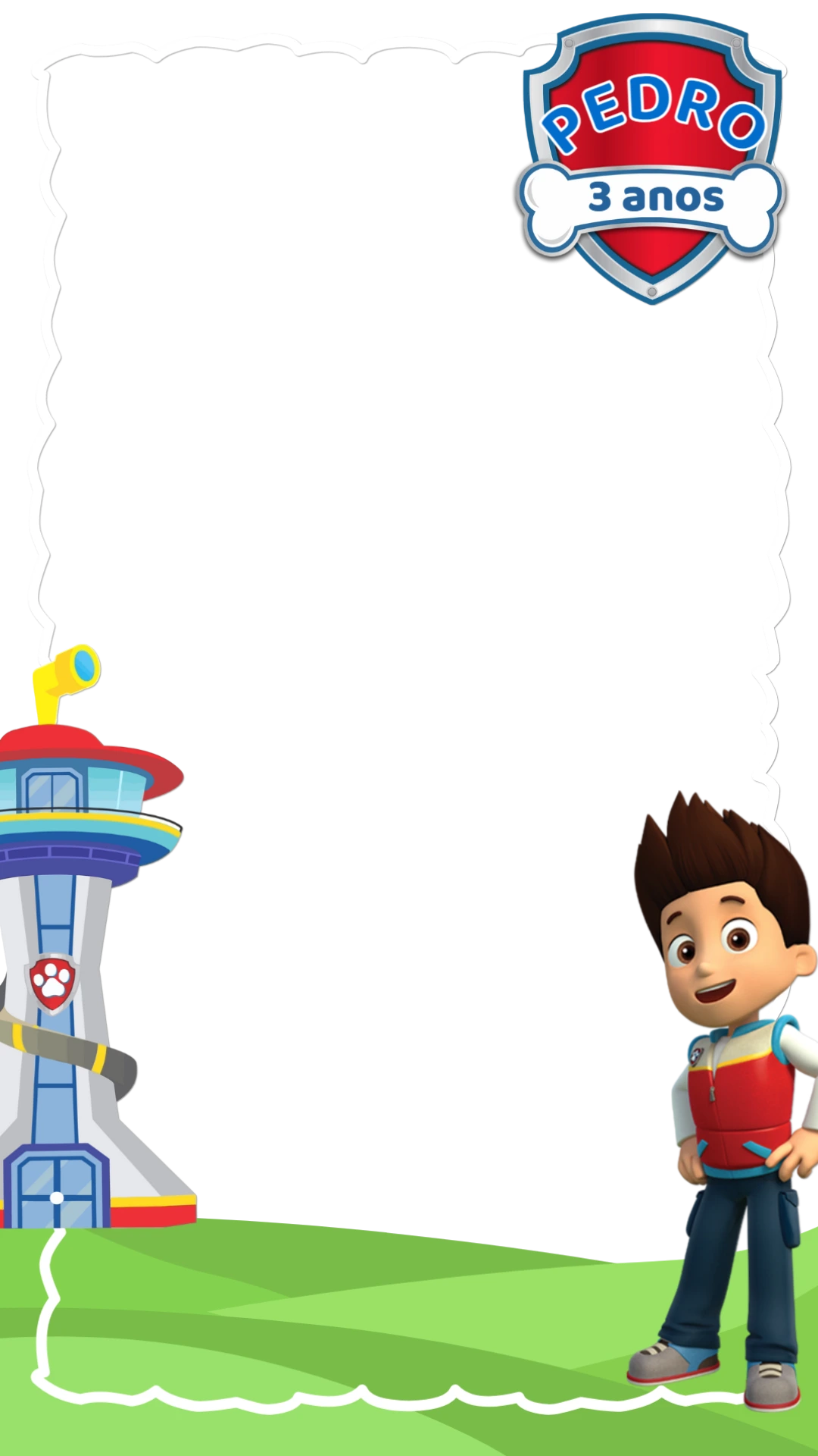 Moldura de Aniversário Patrulha Canina com Ryder para Editar