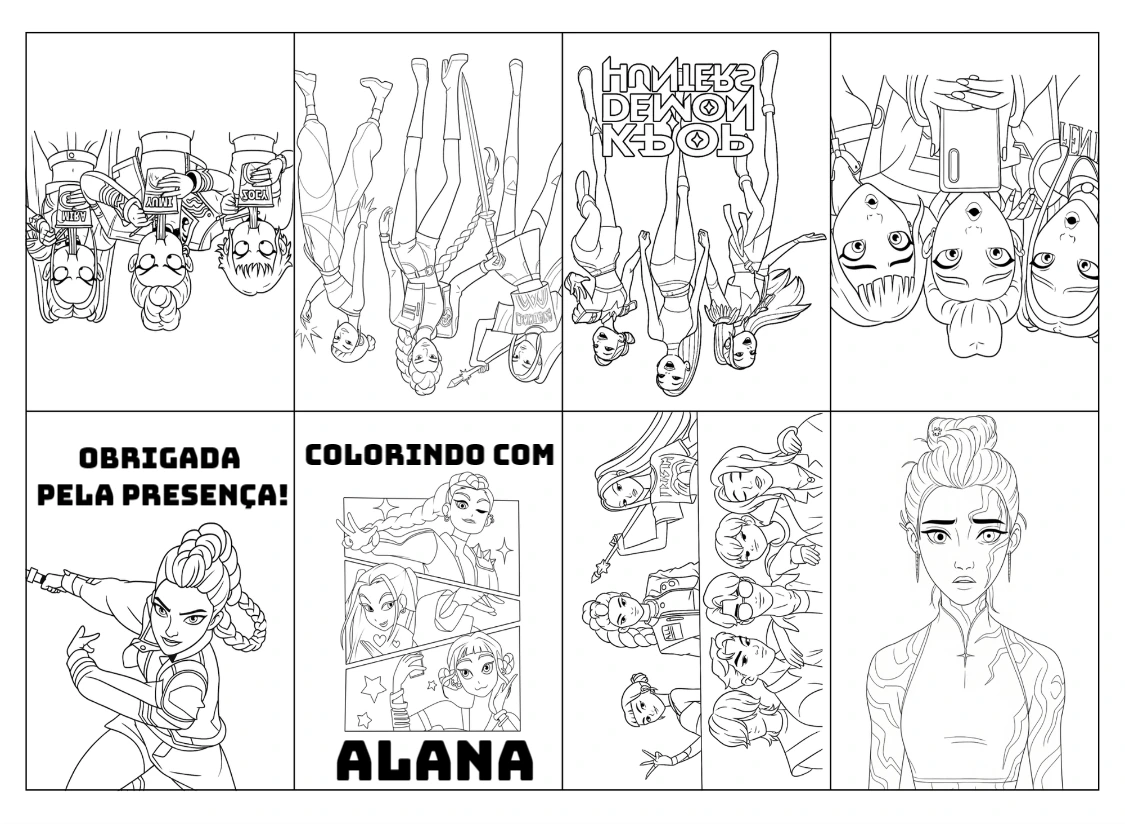 Livrinho de Colorir K-pop Guerreiras para Editar Online