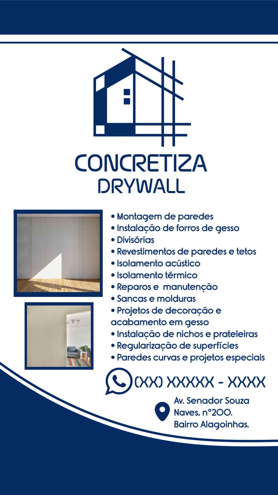 Cartão de Visita Drywall Profissional para Editar Online