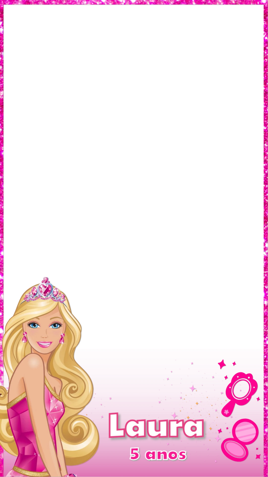 Moldura de Aniversário Barbie para Stories Editável Online