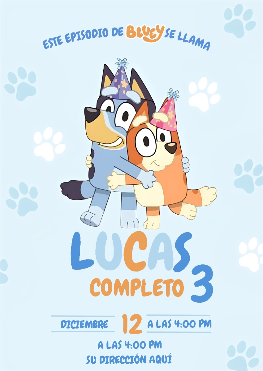 Invitación de Cumpleaños de Bluey y Bingo para Editar Online