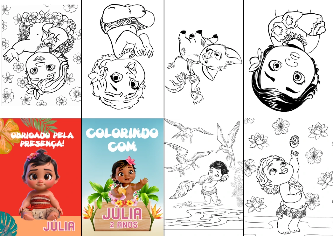 Livrinho de Colorir Moana Baby Editável Online para Imprimir