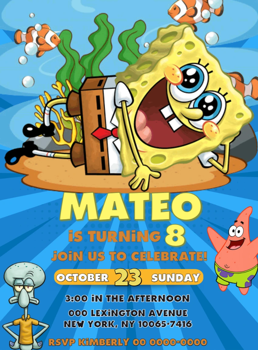 SpongeBob & Friends Birthday Invitation to Edit Online