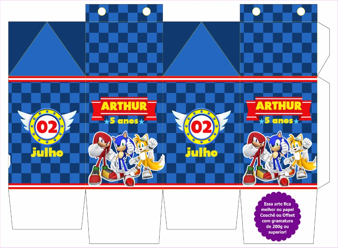 Molde Caixa Milk Sonic para Editar e Imprimir | Festa Aniversário