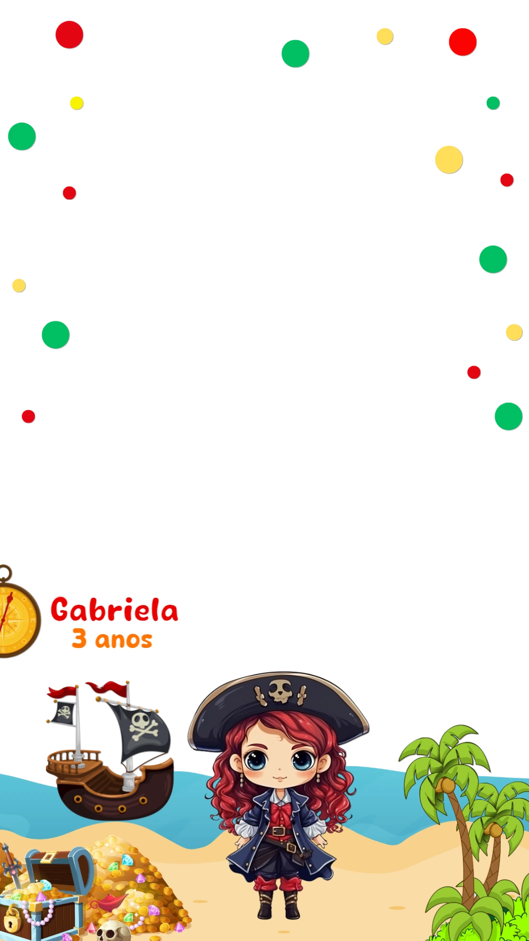 Moldura para Story Aniversário Pirata Menina para Editar