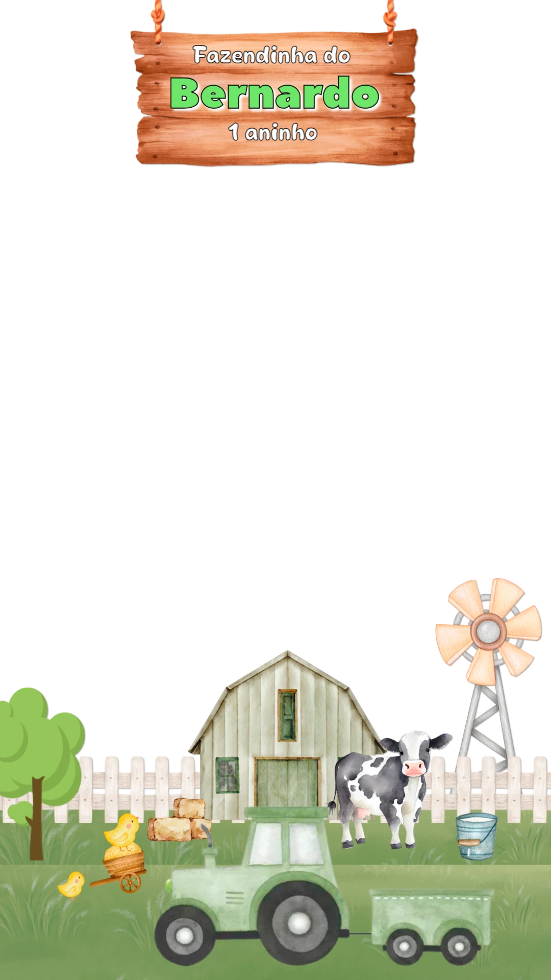 Moldura para Story Aniversário Fazendinha Menino para Editar