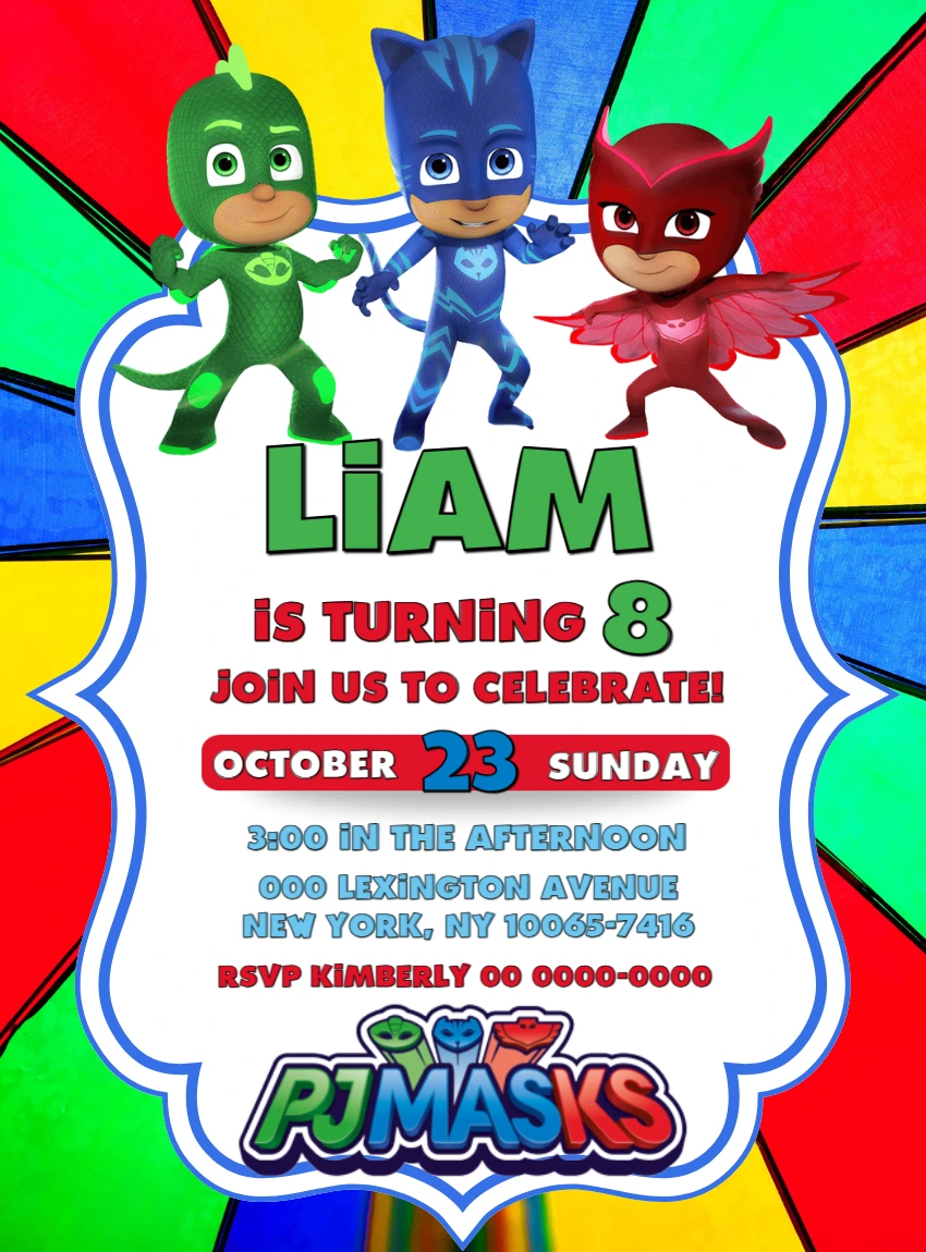 PJ Masks Birthday Invitation | Editable Online Template