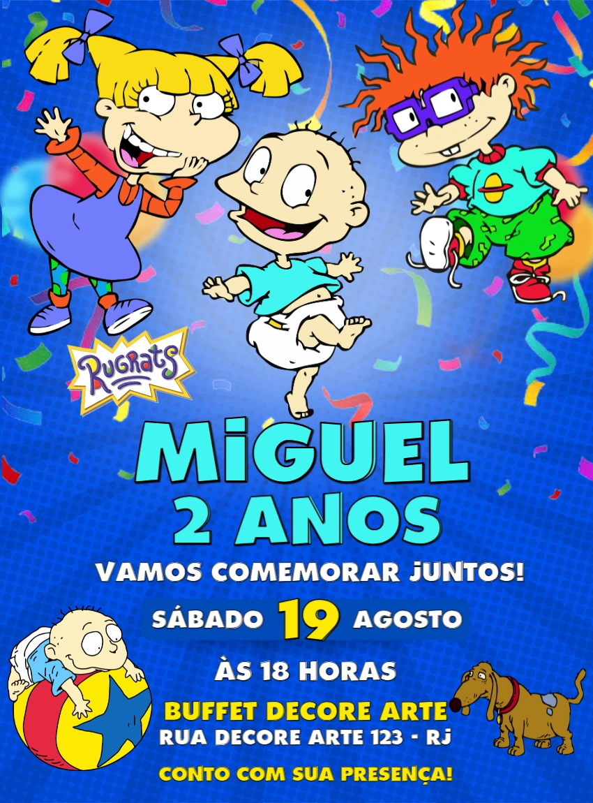 Convite Aniversário Rugrats Os Anjinhos para Editar Online
