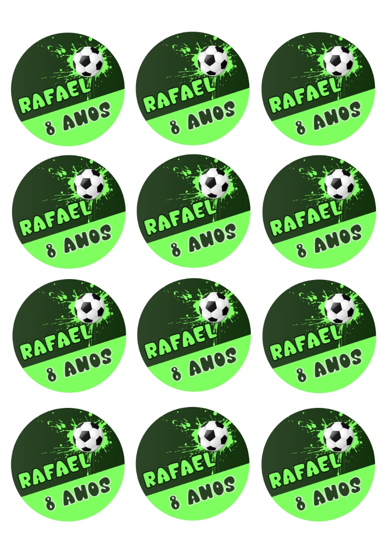 Adesivo Redondo de Futebol para Editar e Imprimir Online