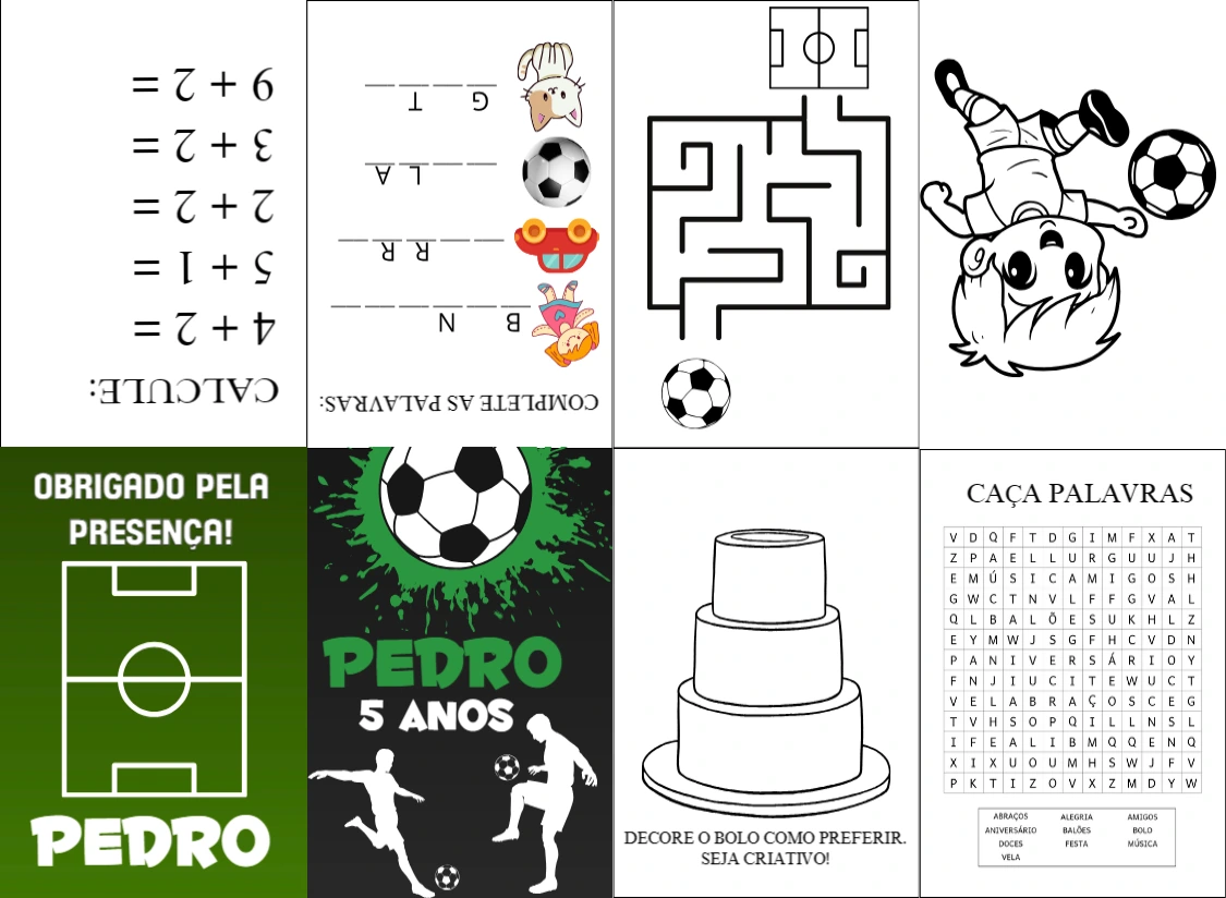 Lembrancinha Futebol: Mini Livro de Atividades para Editar