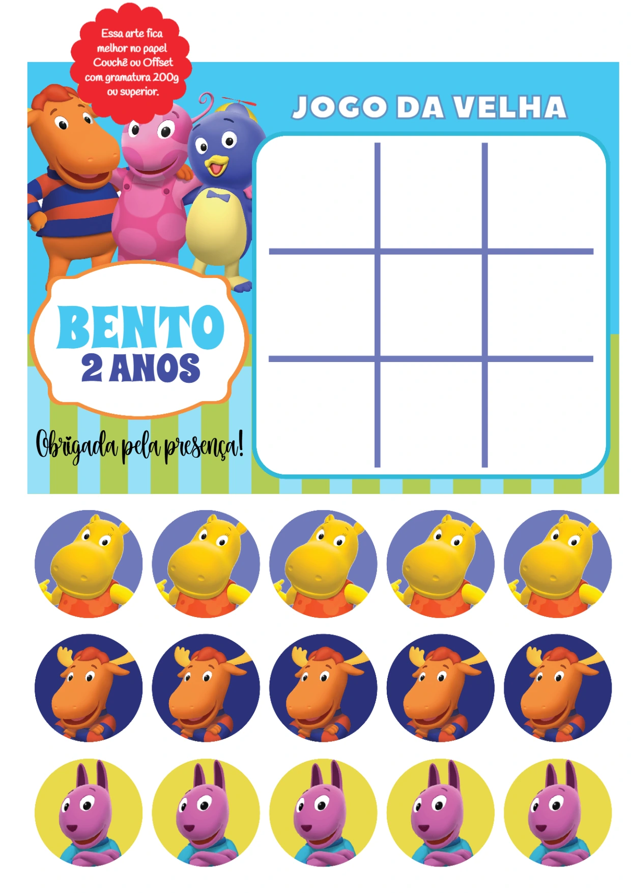Jogo da Velha Backyardigans para Aniversário para Editar Online