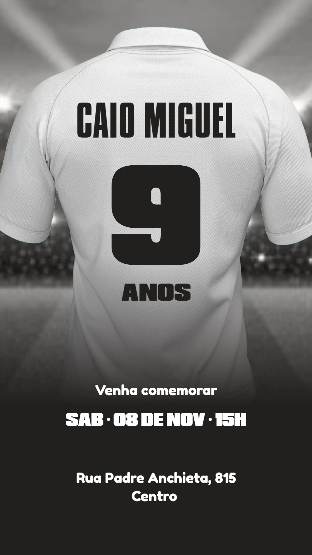 Convite Aniversário Futebol Camisa de Time para Editar Online