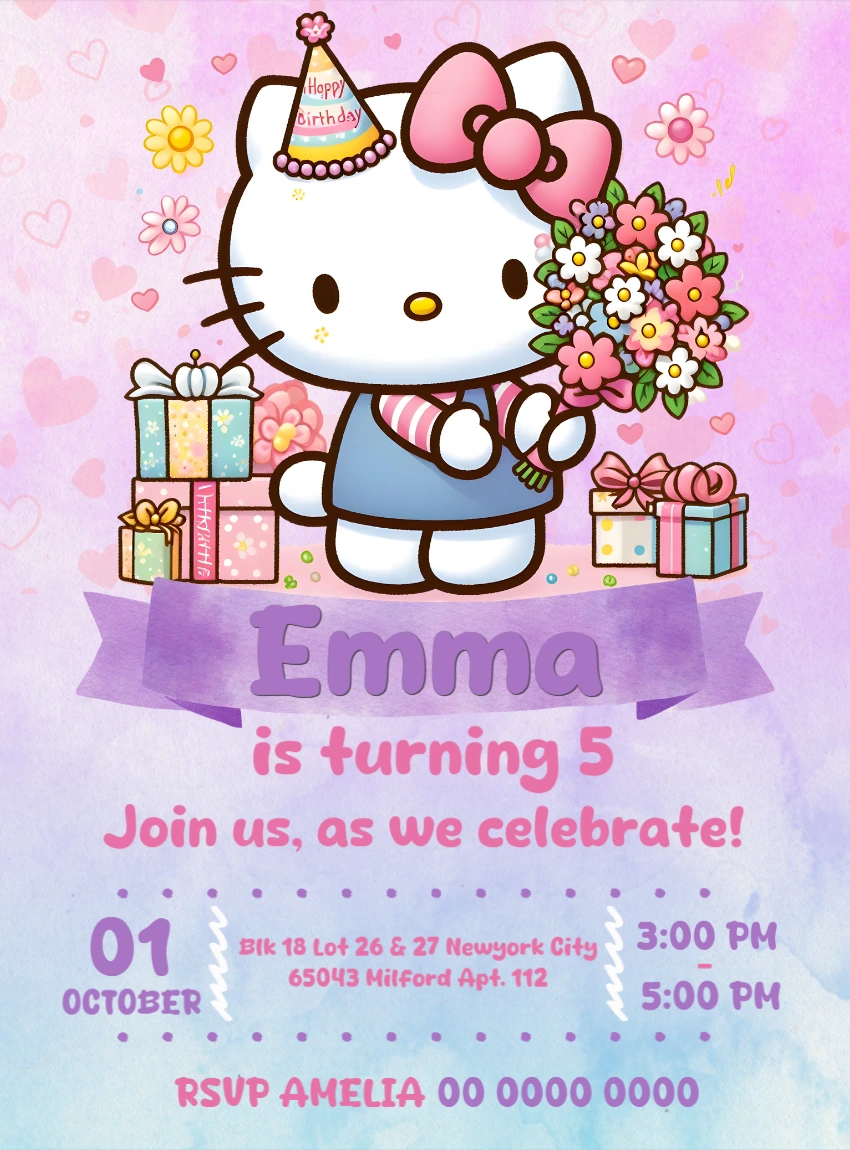 Hello Kitty Birthday Invitation Editable Online