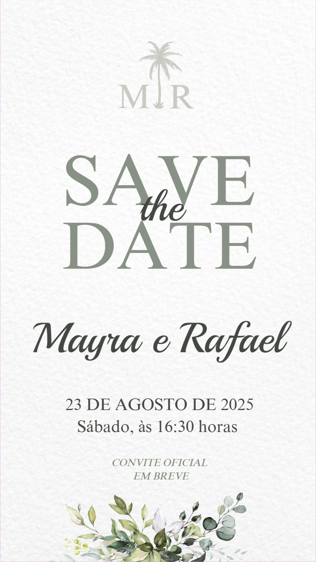 Save the Date Casamento Oliva com Monograma para Editar Online
