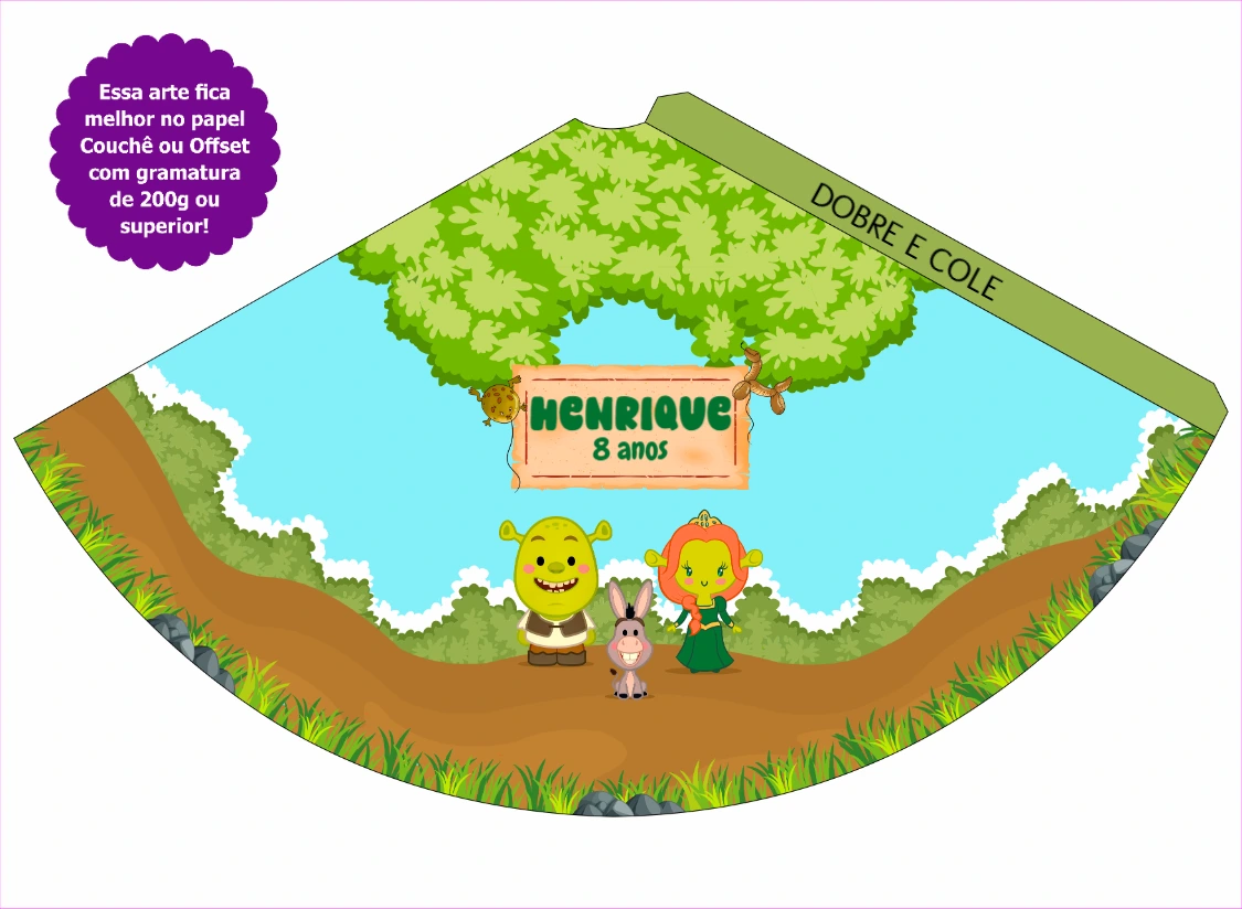 Chapéu de Aniversário Shrek com Personagens para Editar Online