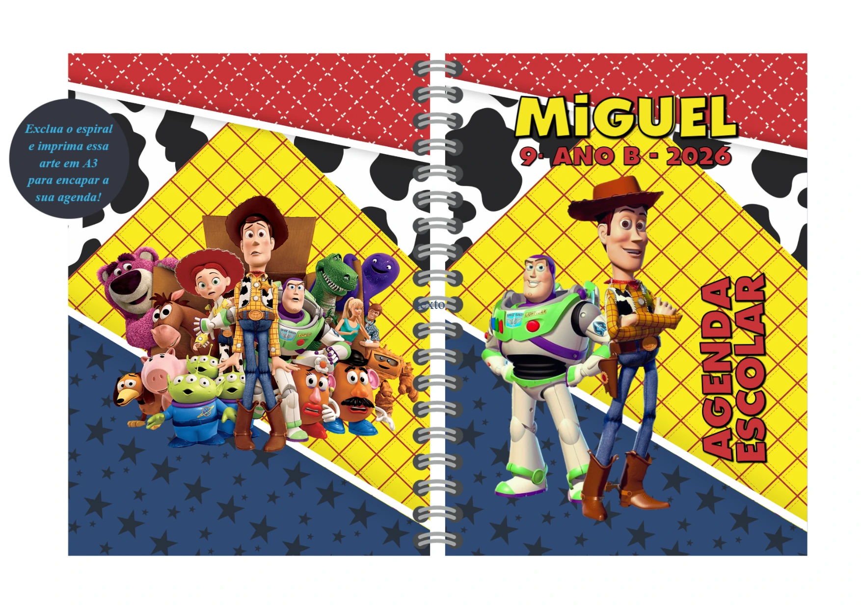 Capa de Agenda Toy Story com Personagens para Editar Online
