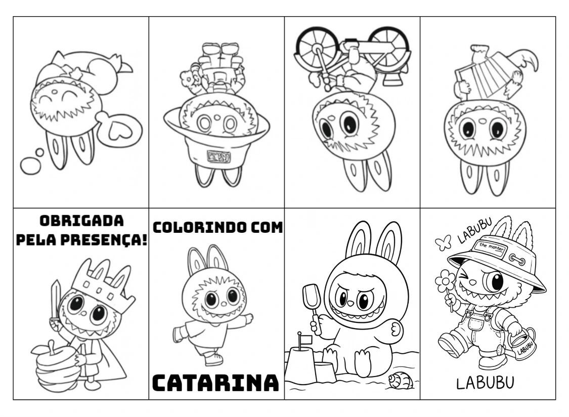 Lembrancinha Labubu: Livrinho de Colorir Editável para Festa