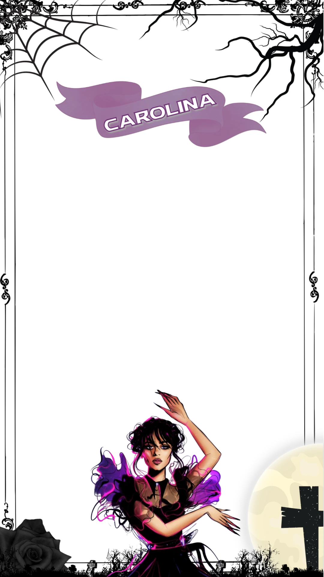 Moldura de Aniversário Wandinha para Stories Editável Online