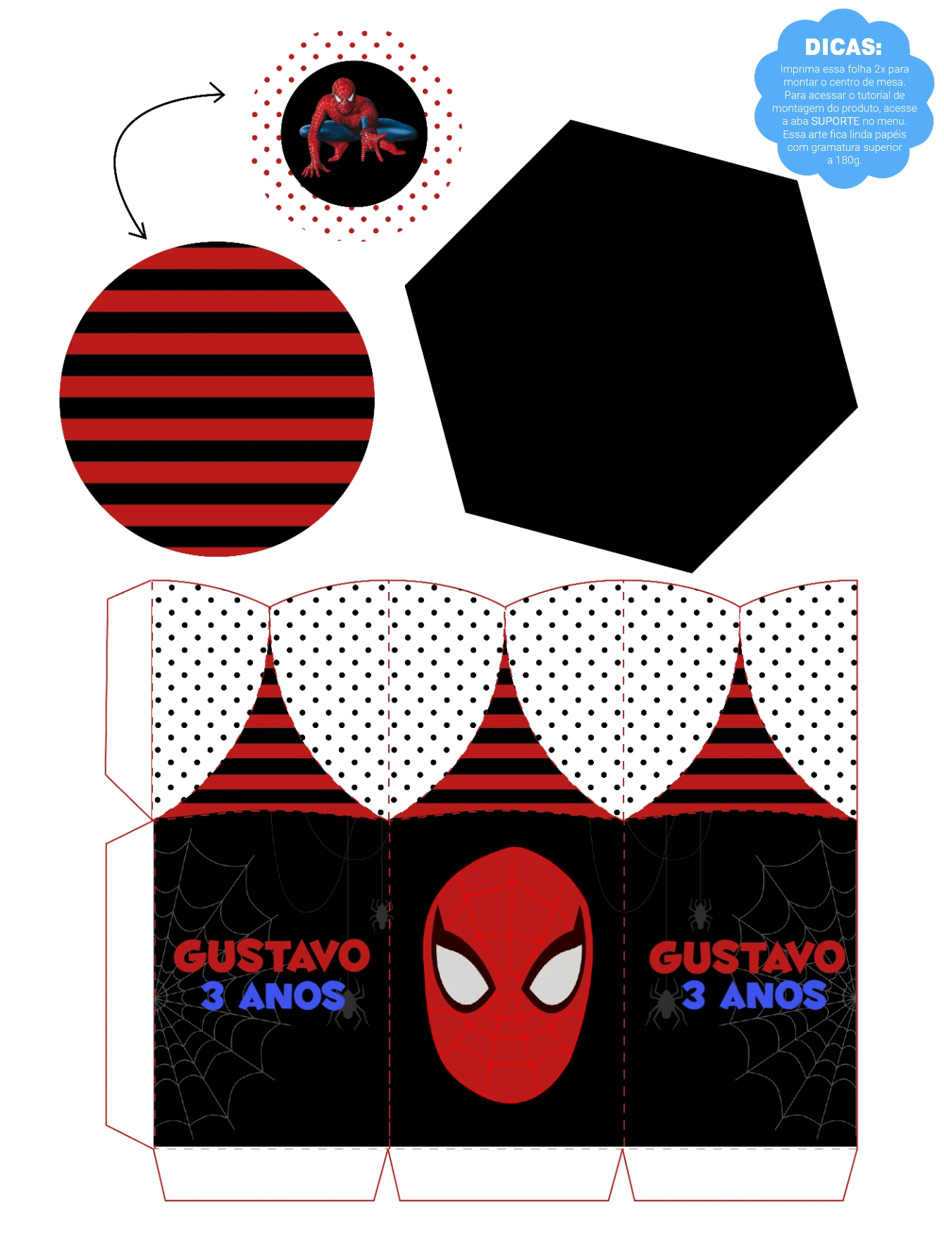 Centro de Mesa Homem-Aranha Personalizável para Imprimir e Montar
