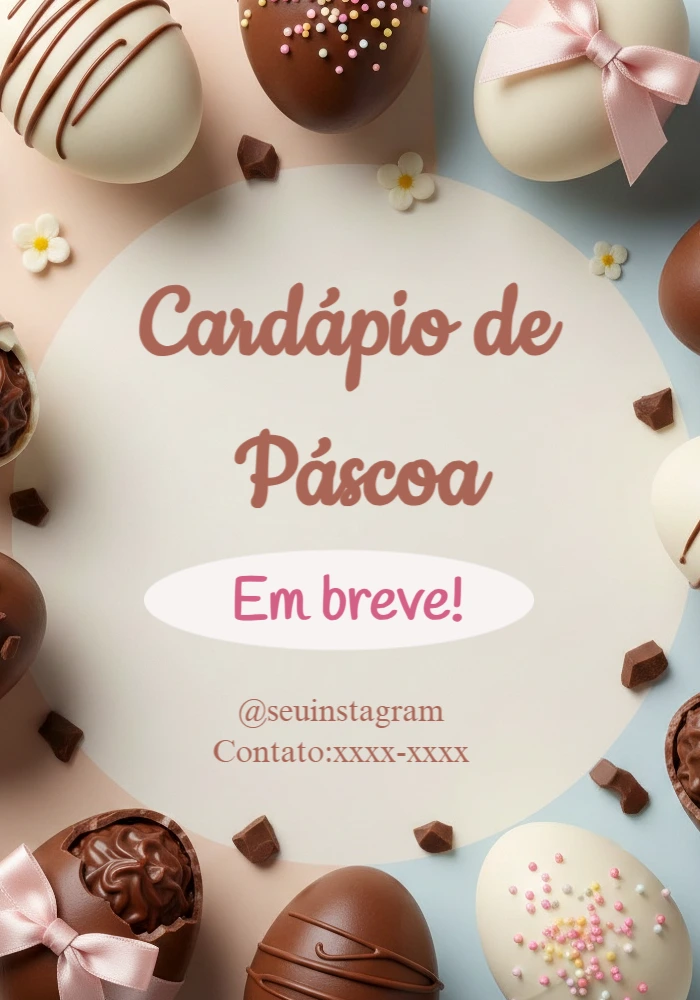 Cardápio de Páscoa 'Em Breve' Modelo Editável e Moderno