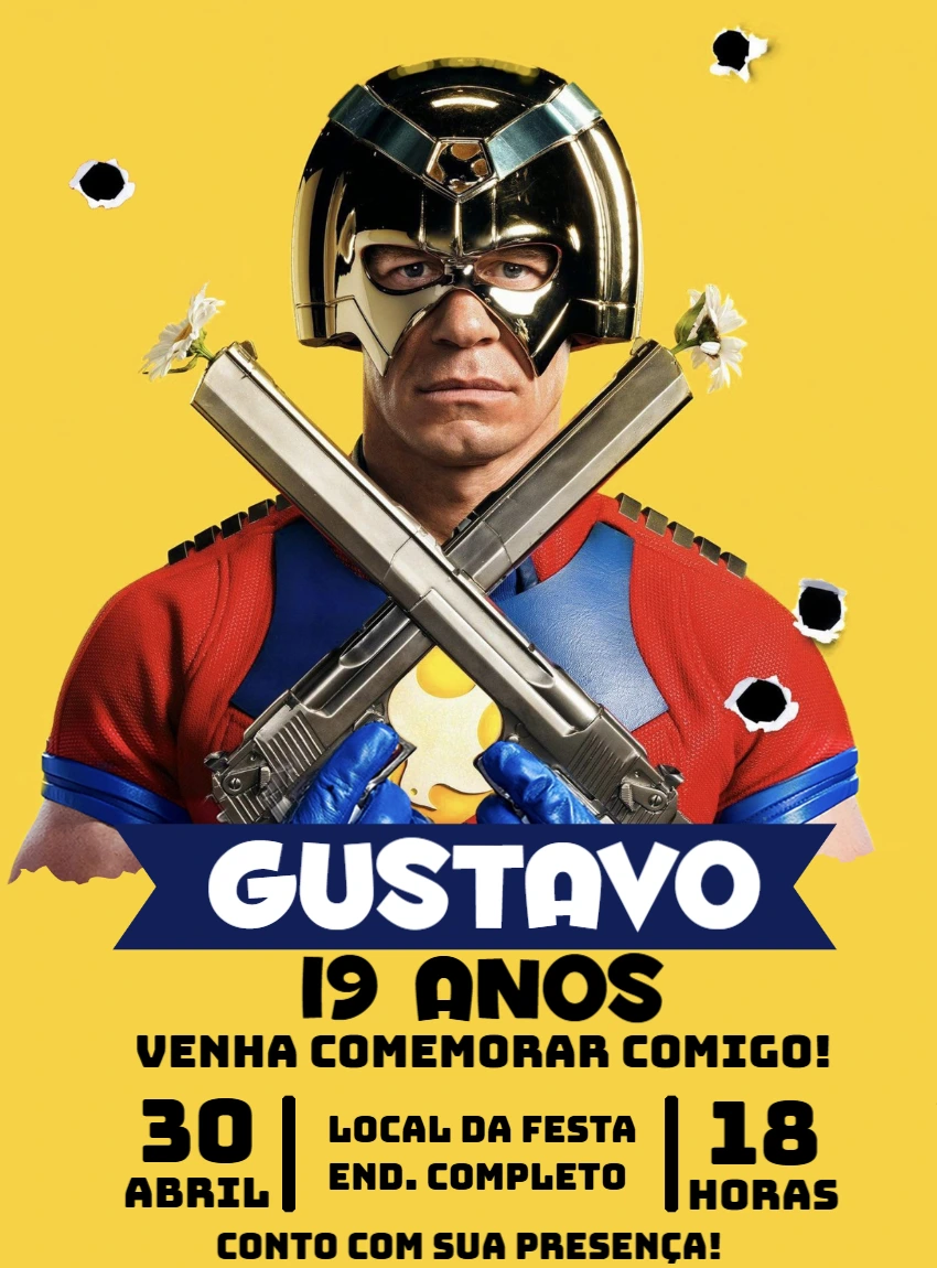 Convite de Aniversário Pacificador Editável Online