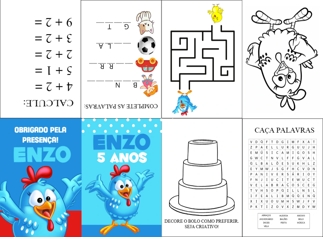 Livrinho de Atividades Galinha Pintadinha para Editar Online