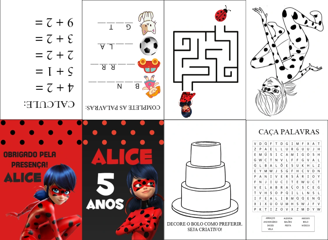 Livro de Atividades Aniversário Ladybug para Editar Online