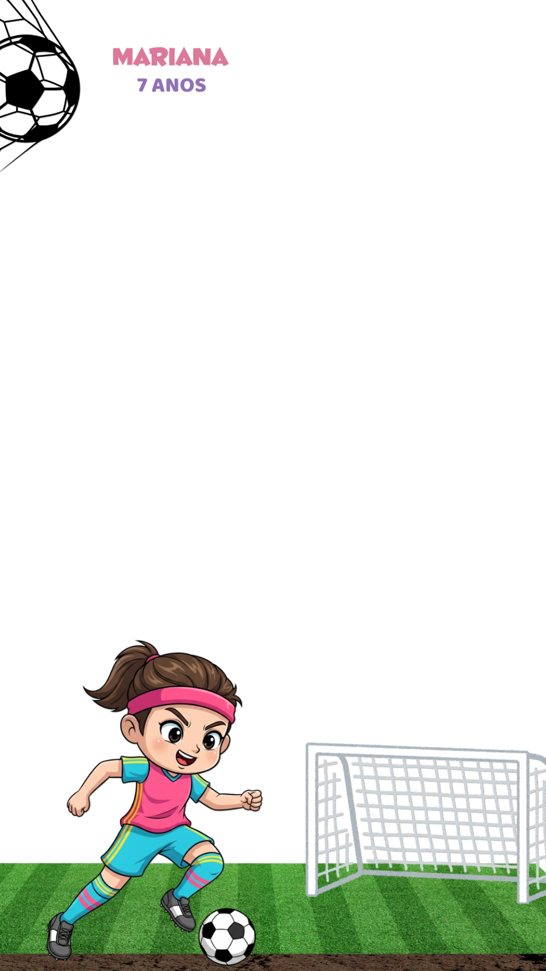Moldura Story Aniversário Futebol Feminino para Editar