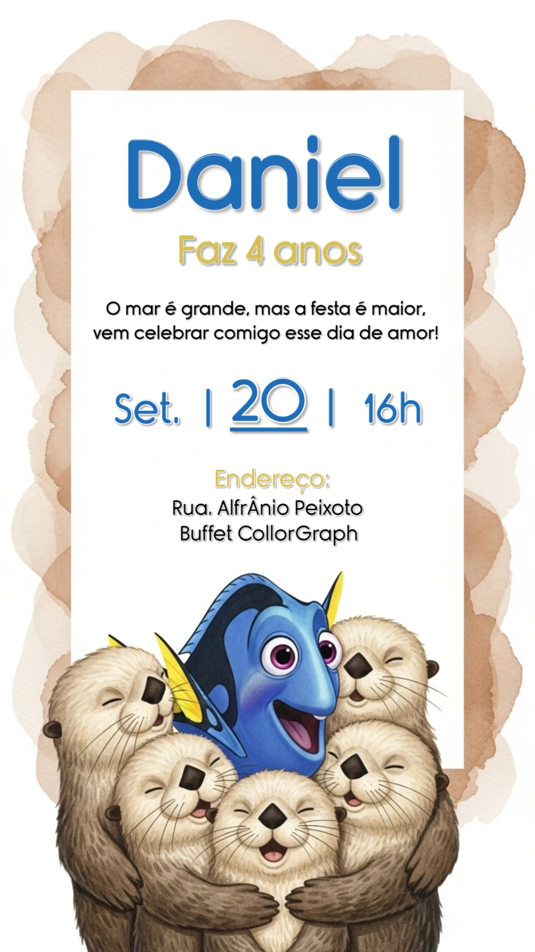 Convite de Aniversário Procurando Dory para Editar Online