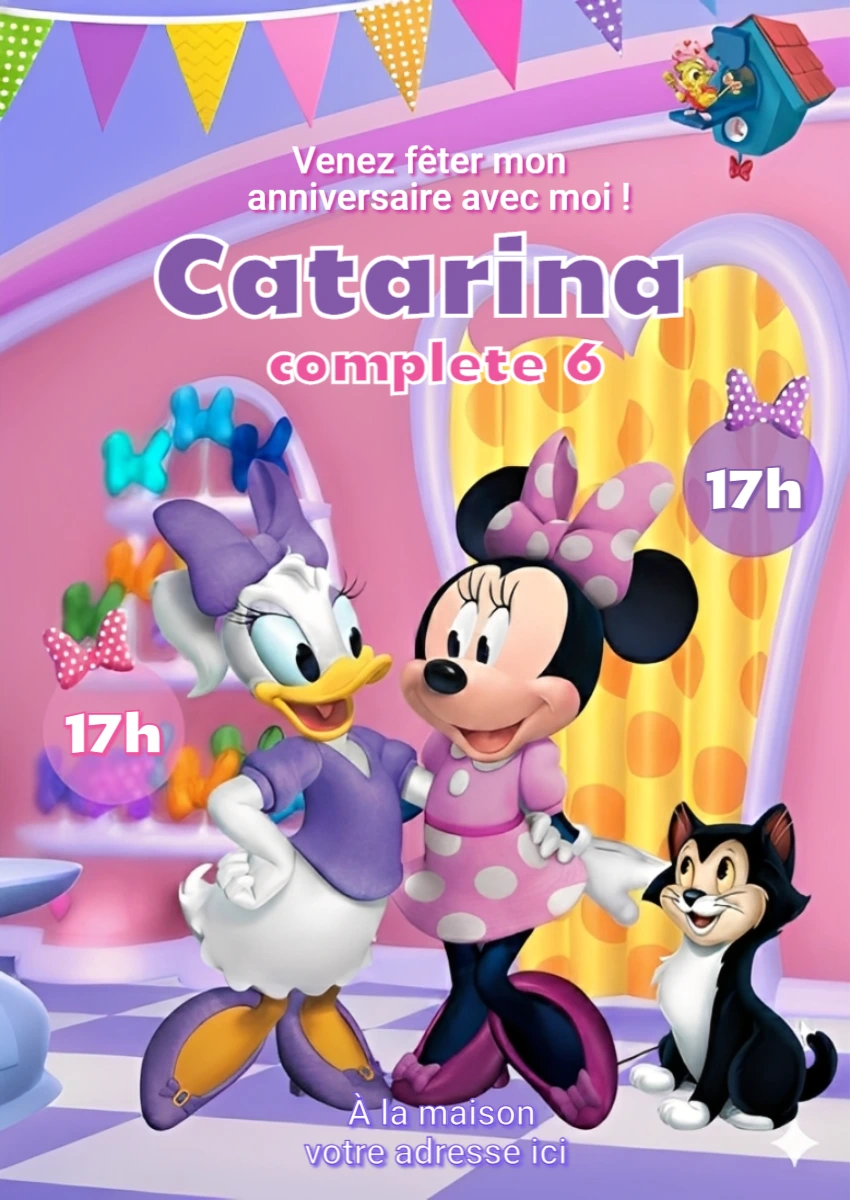 Invitation Anniversaire Minnie et Daisy à Personnaliser en Ligne