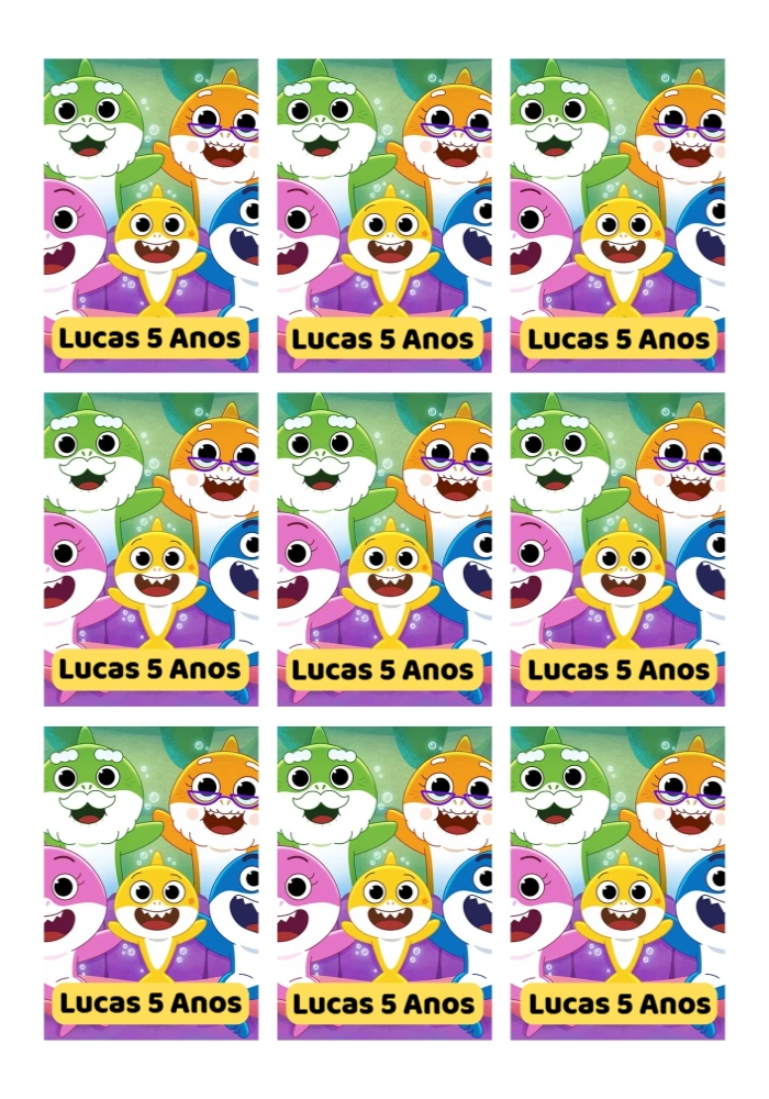 Tag de Aniversário Baby Shark para Editar Online