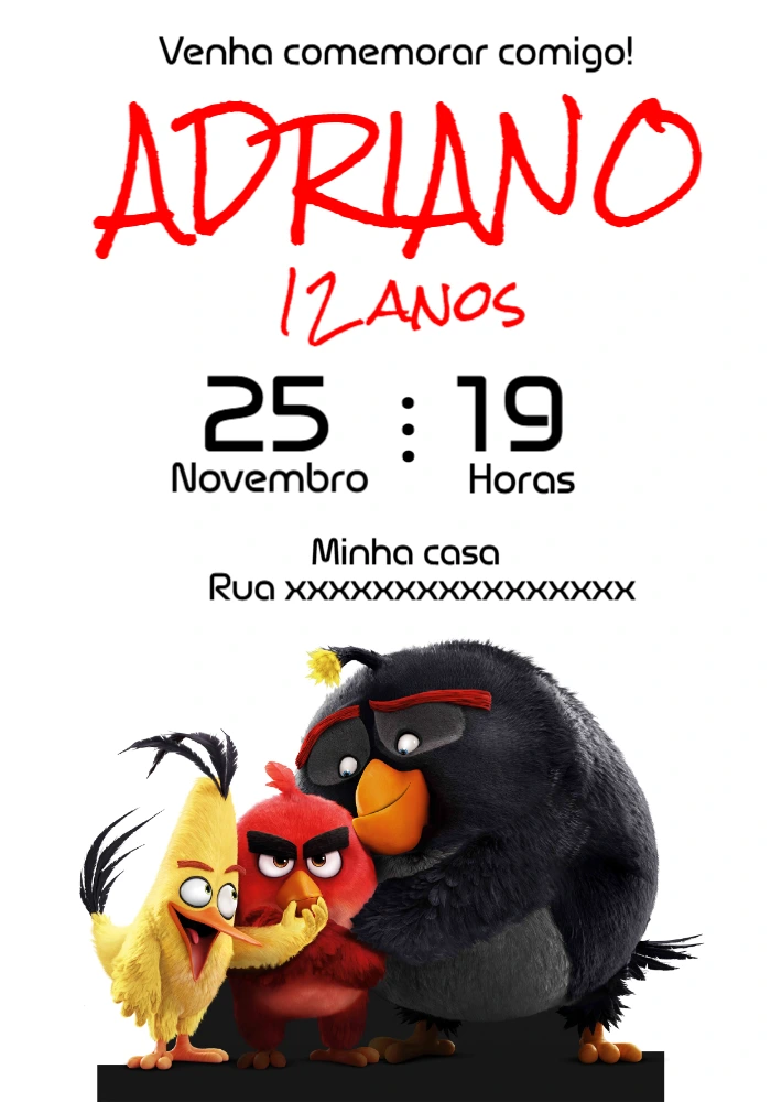 Convite de Aniversário Angry Birds Divertido para Editar Online