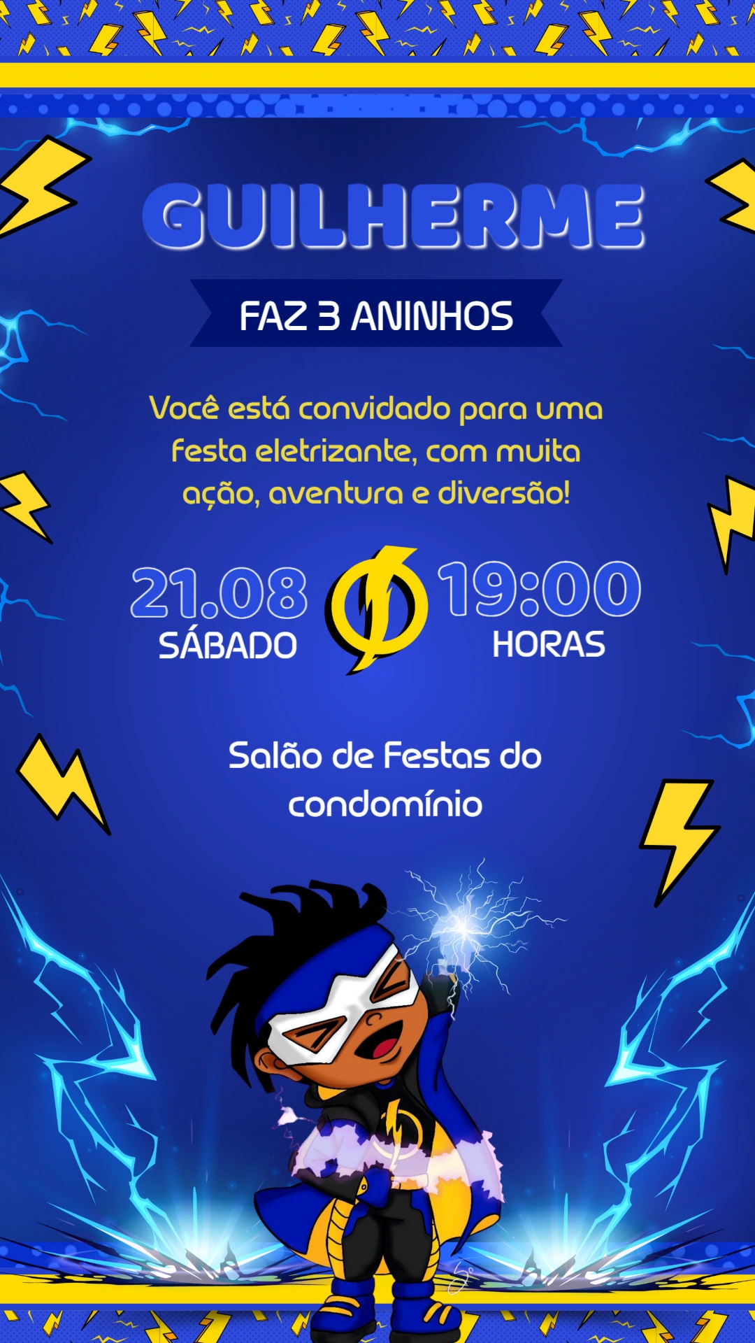 Convite Aniversário Super Choque Editável para Imprimir