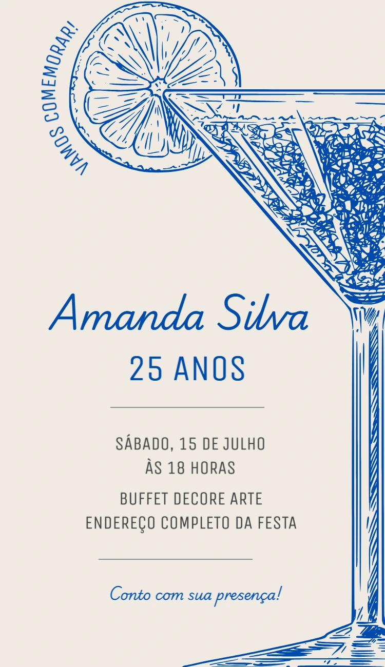 Convite Aniversário Tema Gin Drink Editável Online