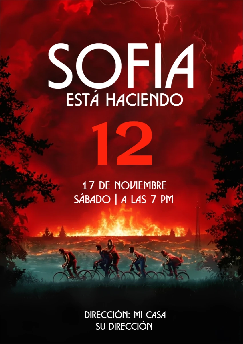 Invitación de Cumpleaños estilo Serie de Misterio para Editar