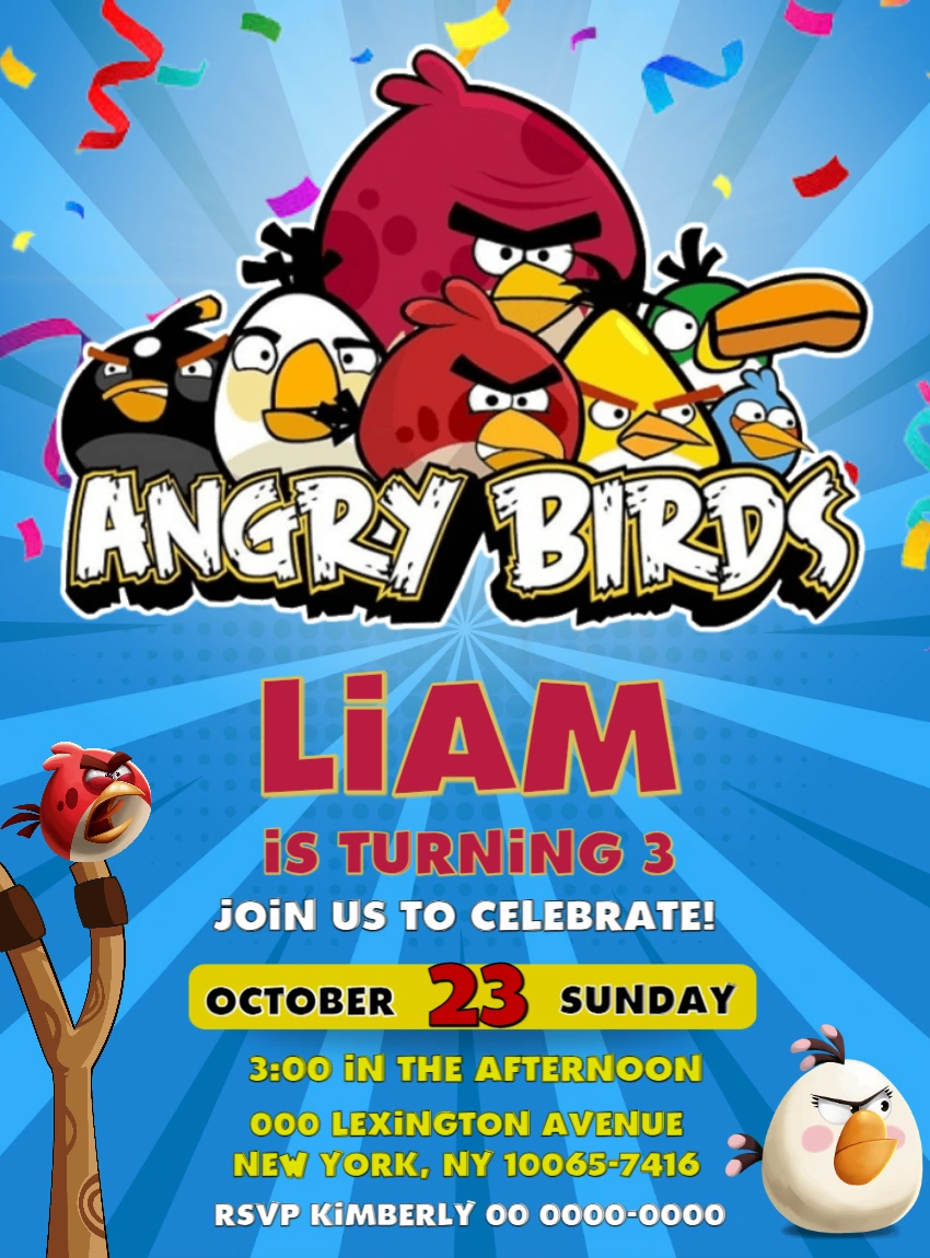 Editable Angry Birds Birthday Invitation for Your Party