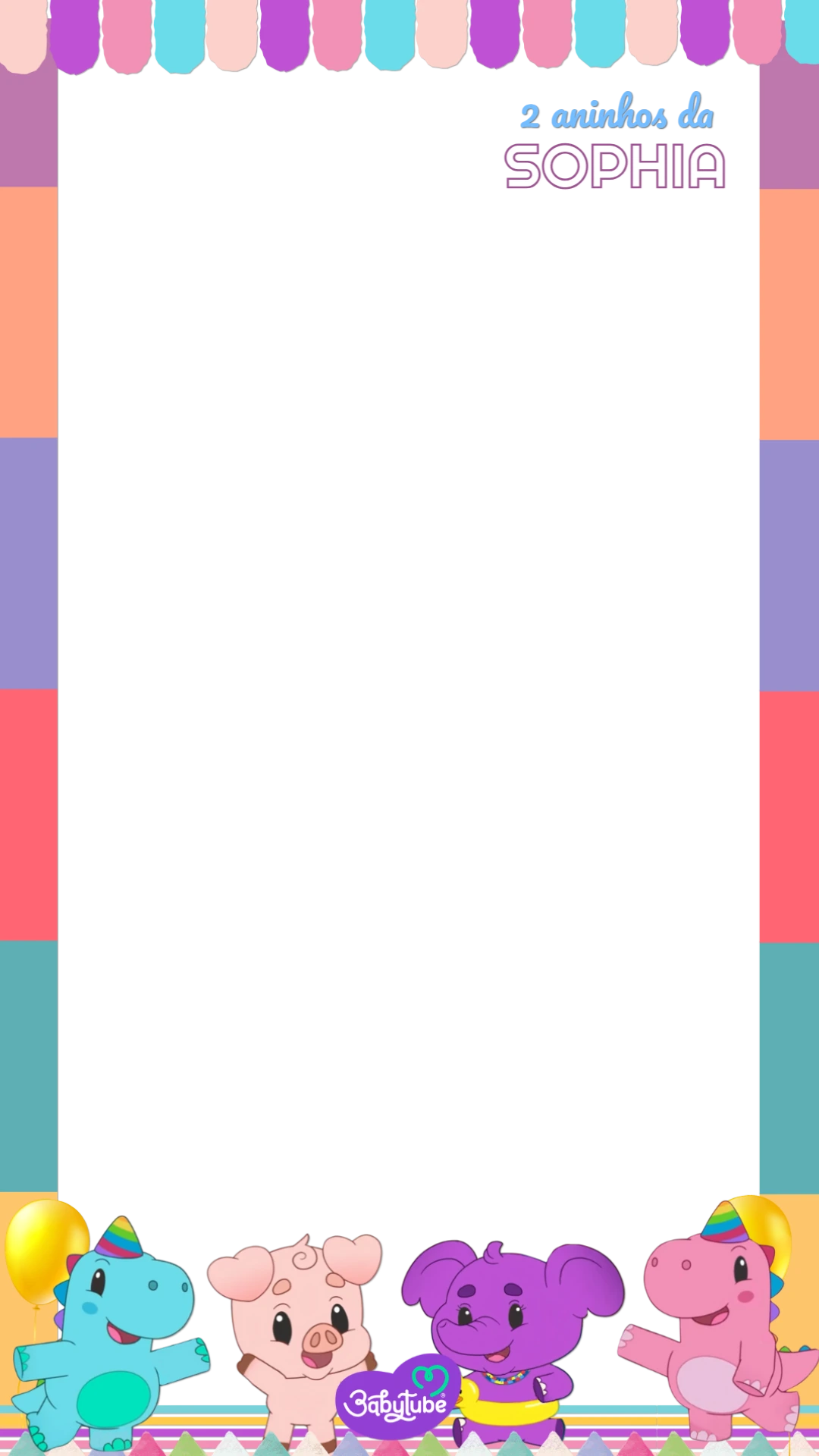 Moldura de Aniversário Babytube com Personagens para Editar