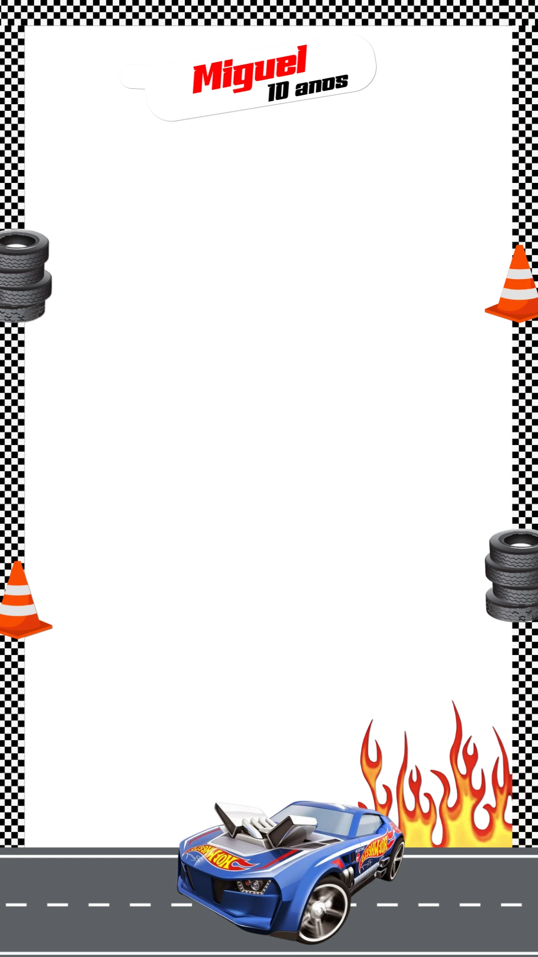 Moldura para Stories de Aniversário Hot Wheels para Editar