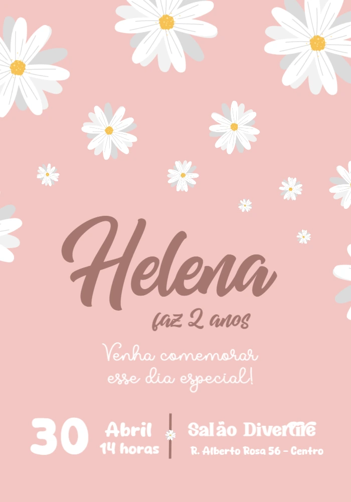 Convite Aniversário Margarida Delicado para Editar Online