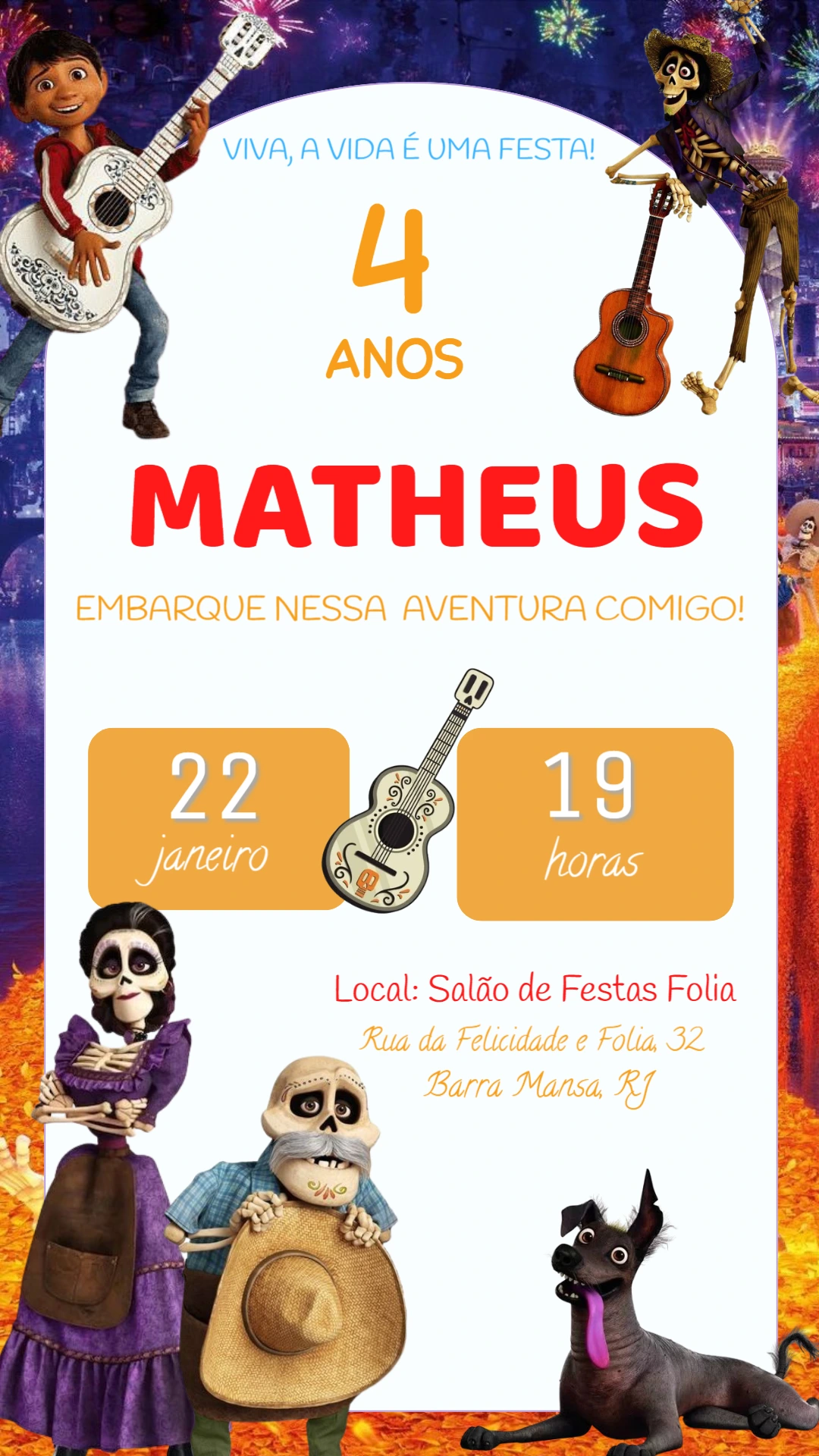 Convite Aniversário Viva a Vida é uma Festa para Editar Online