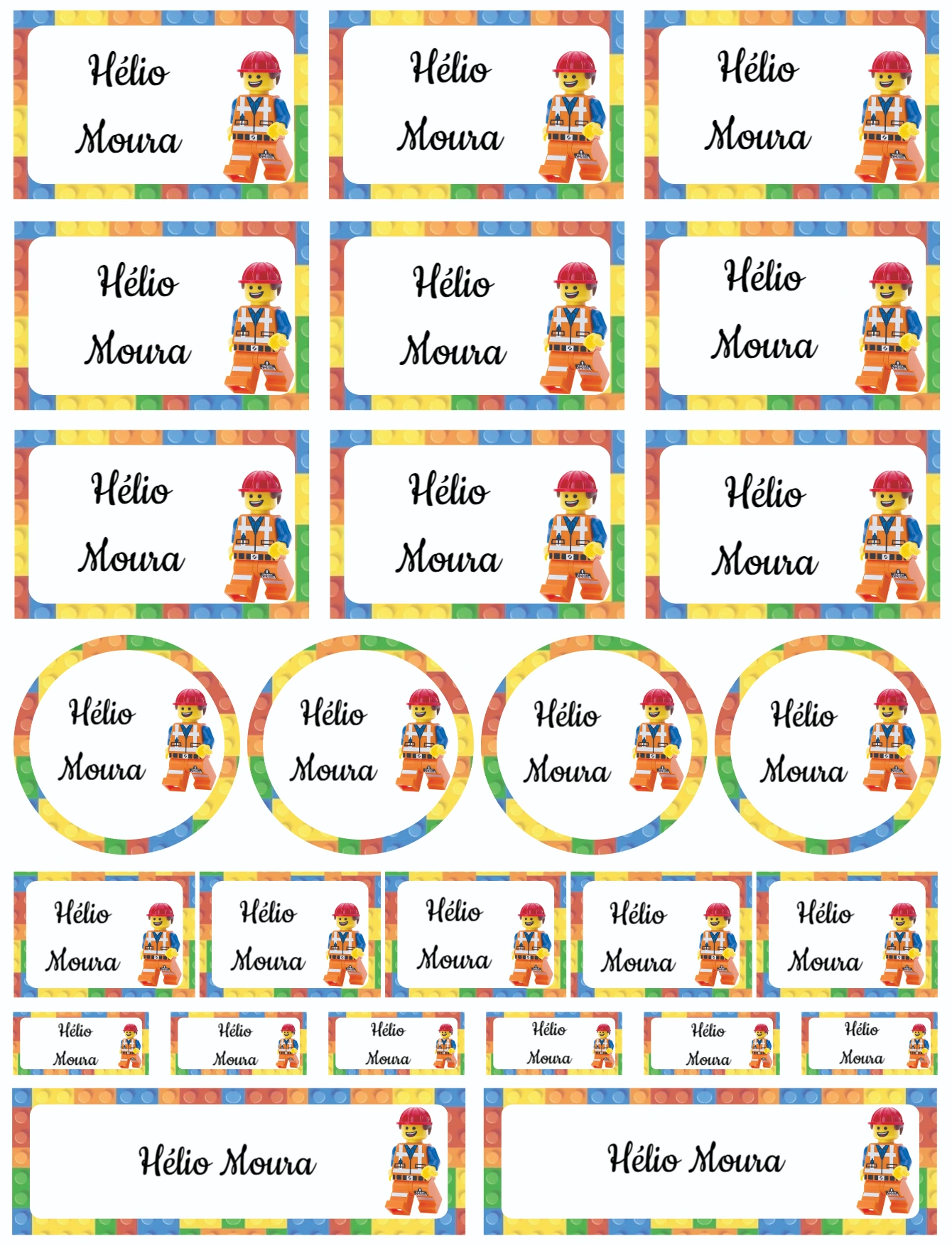 Etiquetas Escolares Blocos de Montar para Editar e Imprimir