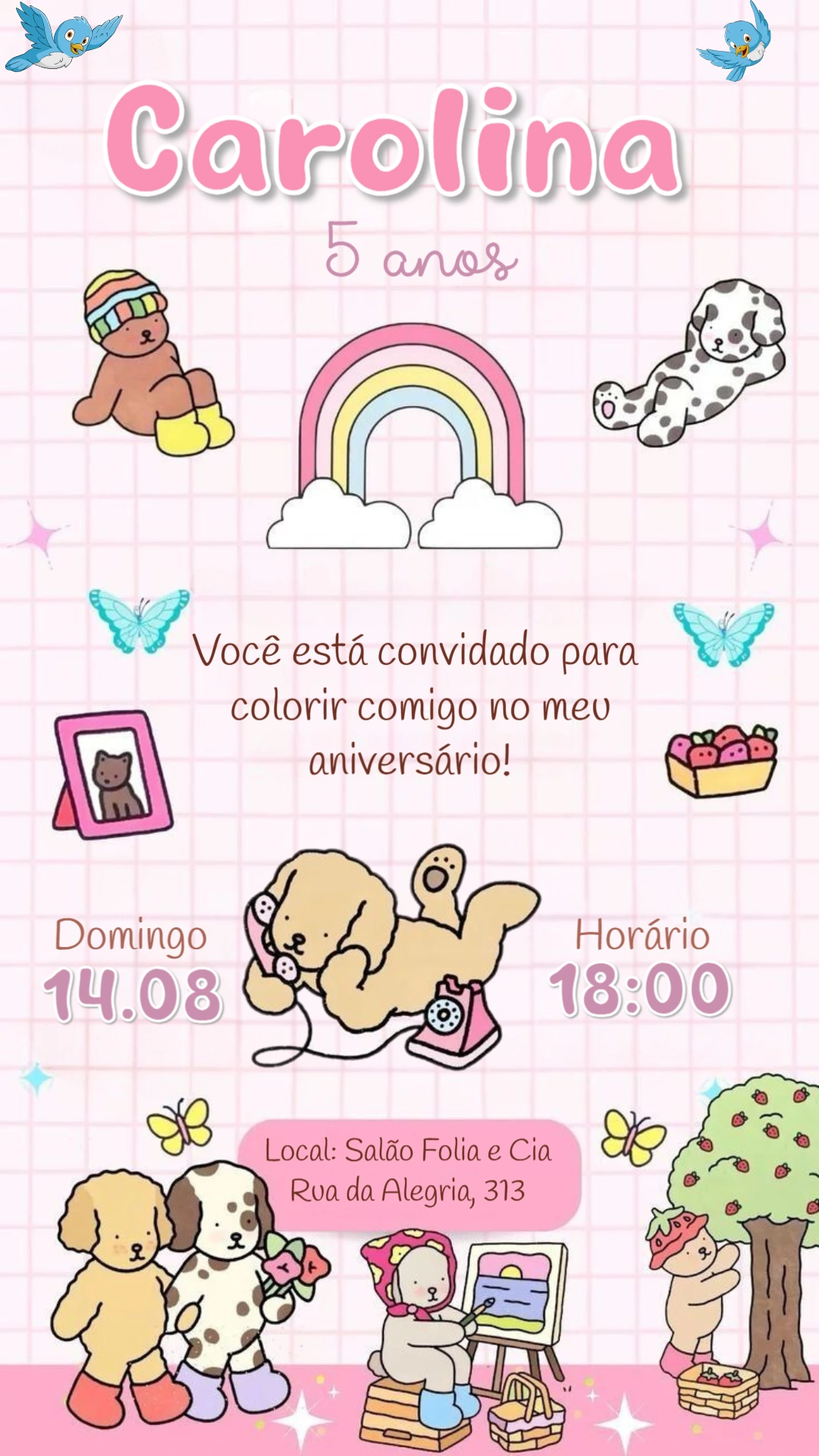 Convite de Aniversário Infantil Bobbie Goods