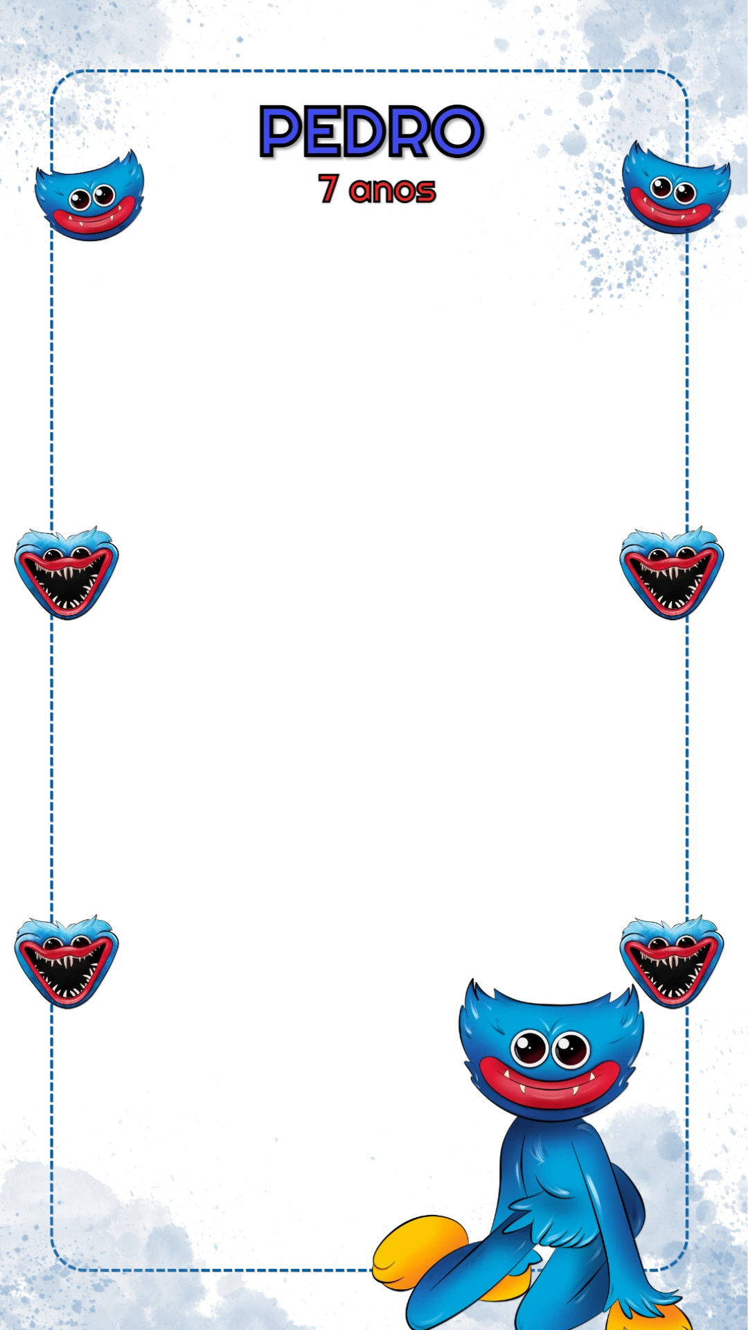 Moldura de Aniversário Huggy Wuggy para Editar Online